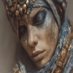 **Arrakis, Dune, Worm, Spice, Atrades, Shadows in a dark room at midnight, Enki Bilal art tykho moon woman beautiful yoga sand dunes, saguaro cacti, beats antique, androgynes DNA strand, perfectly beautiful people, full bodies walking through a desert sand dunes following bedouins, Enki BIlal illustrated STyle Double exposure, extreme details, rich dynamic colors, spirit, invocation, 3d, two sun solar system, full moon, stars, esoteric, sheer, Peridot, emerald green. citrine, ultramarine blue, diamonds, gold, sunset, high contrast, painting classic, oil , diodes, bows, velvet vogue, iridescent, holographic, full body pose, transparent details, colorized, neon pastel color palette, photorealistic, highly detailed, transparent parts, looks like professional hdr photography in fashion magazine, editorial photography, global illumination, moody lighting, post-processing, glowing shadows, chromatic aberration, black and white balance, scattering, beautiful cinematic lighting, lumen reflections, post-production, high fashion, tone mapping, shaders, diffraction grading 3d, octane render, detailed, hyperrealistic, 8k, --chaos 92 --ar 8:5 --exp 50 --stylize 750 --v 7.0** - Image #1 <@843177938186797076>