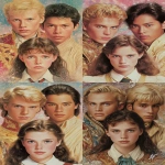 **Movie poster for an 80s cult classic fantasy film that focuses on the three main characters. Lucy, a teenage girl, is in the middle. She has brown hair and freckles and wears a British school uniform. Behind her stand the two male characters, both of whom are handsome young men. One of the men has a serious expression and his blonde hair is slicked back. He is wearing colourfully flamboyant regal fashion. The other man is Asian, with thick black hair. He is dressed in a modest beige tunic. The movie poster should capture the fantastical, romantic, whimsical and epic nature of the movie. Pastel, glittering colours --ar 2:3** - <@964289367424258149> (fast)
-# Create, explore, and organize on [midjourney.com](<https://midjourney.com/imagine?from_discord=1>)