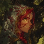 **a little elven girl with red hair in a silver veil with golden eyes with a massive tree in the background in a dnd artstyle** - Image #4 <@195677639254605827>
