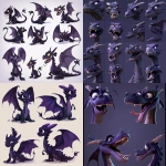 **dark purple dragon animation with different expression --v 6.0** - <@1105408507685130261> (relaxed)