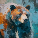 **abstract loose pallette knife painting os a bear with a small pop of blue and teal and orange only --ar 3:4** - Image #2 <@1204459829629026307>