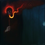 **fumarole eerie painting with a color scheme of monochromatic black and white with a pop of Color. The painting uses cross-hatching and palette knife techniques, inspired by analog horror, grunge Polaroids, ukiyo-e and retro Japanese horror. The mood is mysterious and unsettling --p jd7xn9k --niji 6 --raw** - Image #3 <@948741381743083580>