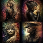 **<https://s.mj.run/057W9NlXP5U> <https://s.mj.run/1sYccc5b_tU> Fresco mixed with realism and cyberpunk art with pops of color, a gorgeous brigantine captain, in the style of black and whi666 te intimacy, Commedia dell'arte, feminine body, gentle lyricism, lush and detailed, tenebrism-inspired --chaos 22 --ar 4:5 --raw --sref 2384529995 129797111 --p sdcgav1 --v 6.1** - <@1002947002323185734> (fast)