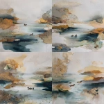 **<https://s.mj.run/SO2OO_Ztovg> <https://s.mj.run/ThhVcuKfLjY> layered abstract background on raw canvas, neutral colours, realistic ducks in the lake, misty --ar 3:4** - Variations (Strong) by <@1174607986799423548> (fast)