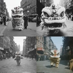 **A dancing chinese lion dancer in new york citys chinatown in 1968 --chaos 15 --style raw --v 6.1** - <@936929561302675456> (relaxed)