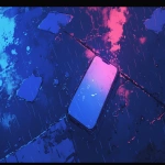 **comic book Cel-shaded anime style with bold clean linework, a glowing phone lying on wet asphalt at night, faint neon reflections in puddles, unread messages lighting up the screen, raindrops and streetlight shimmer, cinematic moody framing, black and blue color palette with subtle pink highlights --niji 6 --ar 16:9** - Image #2 <@257221362568003584>