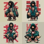 **best quality, highres, 8k, ultra - detailed, cover design, flat color, limited tone, anime illustration, over size jacket, thigh, girl, black hair --sref <https://s.mj.run/TivlQQPz0Bs>** - <@1004569048329236600> (relaxed)
-# Create, explore, and organize on [midjourney.com](<https://midjourney.com/imagine?from_discord=1>)