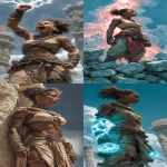 **The Zulu priestess stands among the ancient ruins. Ebony skin and natural hair. Her fingertips crackle with lightning as she summons the powers of the gods. Muscles visibly strained, it is almost more than she can bear, but she is determined. Though her teeth are gritted, her expression is resolute. --ar 1:2 --s 750** - <@344228814332887040> (fast)
