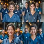 **Smiling Female Nurse Leading a Multicultural Medical Team in a Hospital Setting, photorealistic, ambient lighting, leica --s 250** - <@1088093143066488912> (fast)