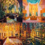 **Expressionist abstract oil painting of parliament house. Visionary, realistic, plants, warm lighting, fall, bright happy office --ar 4:3 --v 7.0 --s 50** - <@495133821717446656> (fast)
-# Create, explore, and organize on [midjourney.com](<https://midjourney.com/imagine?from_discord=1>)
