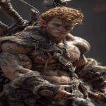 **Realistic 3d rendering. Epic battle scene. pregnant, Hyper muscular young elf with protruding stomach, handsome, tall, square jaw, short curly red hair, bright silver eyes, full bow-shaped bow-shaped, lips, defined muscles, vascular, freckles, pregnant belly, tattoos, square jaw, masculine features, handsome, short curly red hair, hyper oversized muscles, massive muscular arms, massive muscular biceps, massive muscular forearms, massive muscular legs, massive muscular thighs, massive muscular calves, hyper massive muscles, wearing leather armor, huge muscles, handsome, carrying large sword, running into battle. Realistic. --ar 9:16 --v 7.0** - Image #2 <@1222981214734913607>
