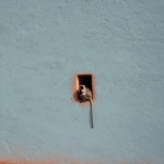 **<https://s.mj.run/ydE3Wc5bF6A> ultra-realistic, HD, minimalist mid shot photo of a soft light blue stone wall, there's a small rectangular hole on the wall and an Indian monkey sitting on it. subtle film grain, fine texture detail. captured with a Fujifilm 50mm lens. --ar 4:5 --v 7.0** - Image #2 <@753364602561101955>