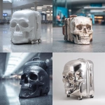 **skull shaped travel suitcase, back space at the airport** - <@847871507090112512> (fast)