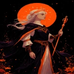 **in the style of Rose Besch and Alphonse Mucha, a cinematic scene featuring the French Eleanor of Brittany, Abbess of the Royal Abbey of Fontevrault, wearing her royal black and white habit, holding her golden bejewelled crosier in her right hand, blue skies, bright sun, medieval France, dynamic pose, cartoon style, 8k, UHD --ar 2:3 --p ubszgfa --s 700 --sref 1662338142 238810998 704438408 --v 7.0** - Image #3 <@203743660951470080>