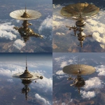 **The high gain antenna of a steampunk space station looks like a bronze inverted parasol floating over the world. --s 50** - Remix (Strong) by <@384539369404629002> (fast)