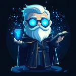 **Futuristic legal wizard mascot, glowing blue eyes, wearing a judge robe mixed with a wizard cloak, holding a digital scroll and a smartphone, cartoonish but clean, high-tech magical vibe, flat design - vector art --s 250** - Image #3 <@844314166369583134>