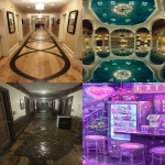 **a surreal endless fluorescent corridor that folds in on itself, office hallways merging into hotel lobbies, flooded with mirror-smooth reflective water, glowing EXIT signs floating midair, impossible staircases looping upside down, fog-filled empty rooms visible through open doors, vending machines emitting static light, faint reflections of unseen people on glossy walls, eerie symmetry, dreamlike volumetric haze, reality bending and collapsing, cinematic lighting, ultrarealistic textures, analog horror vibe, uncanny calm atmosphere, hyper-detailed architecture, Escher-like geometry, reflections behaving wrong, photo-real, long exposure glow, 35mm lens, --ar 9:16 --chaos 60 --v 6.0 --raw** - <@692146423638261810> (relaxed)