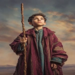 **photorealistic, klimt, A young enthusiastic Middle Eastern boy of royal birth standing holding a tall ornate wooden wand upright, expression of fresh excitement and inspired vision, eyes bright with utsaha enthusiasm and discovery, wearing simple burgundy and teal robes with minimal gold Klimt geometric patterns, young adult or teenager not a child, stance suggesting forward movement and exploration, background with open landscape or desert horizon suggesting new beginnings and possibilities, Byzantine gold mosaic patterns subtly in background, atmosphere of utsaha fiery enthusiasm and fresh magnetic center, sense of beginning student with untested but genuine inspiration, jewel tones of burgundy teal gold and warm earth tones, ornate baroque frame, mood of eager discovery and dynamic forward energy, pure enthusiasm before friction arrives, --ar 2:3 --raw** - Image #3 <@1122608133139857530>