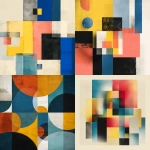 **abstract modern art poster, geometric shapes and color harmony (yellow, blue, coral, white, black), clean and elegant composition, artistic and intelligent, cinema festival concept, painterly texture, vibrant yet refined, no text, vertical 4:5 --v 7.0 --chaos 10 --q 2 --raw** - <@974048812777762846> (fast)