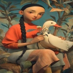 **modern vintage 3d lady gangsta NeRF cartoon duck made up of a beautiful opalized wood colors, smelling a flower, sitting on a tree stump --v 7.0 --p ojgx1bc 1dby126 besdyf1 qu45389 --iw .50 --no borders --ar 9:16 --s 450 --q 4 --c 3 --sref <https://s.mj.run/ZNY5NQsYZVA> <https://s.mj.run/fccnstbS8E8>** - Image #1 <@1059292469474373672>