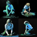 **simple painting of a school girl on her knees gardening, facing forward front-on, school logo clearly visiable on front of shirt, black background, backlit blue and green --v 7.0** - <@696956474584334417> (fast)
-# Create, explore, and organize on [midjourney.com](<https://midjourney.com/imagine?from_discord=1>)