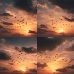 **Birds flying freely in the sky, warm sunset glow, freedom aesthetic --ar 4:5** - Variations (Strong) by <@1317242788189831250> (fast)