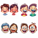 **Two cartoon children’s faces, a boy and a girl, laughing uncontrollably, eyes closed tight, mouths wide open, colorful and exaggerated expressions, floating on white. Created Using: Adobe Illustrator vector cartoon style, kid-friendly humor, thick bold lines, vivid color palette, expressive facial emotion, simple cute features --ar 1:1 --v 6.0** - <@1380326100856737813> (relaxed)