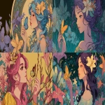 **An illustration with intense tones of a spring's goddess in 3/4 view holding a butterfly in her hand and wearing a lily in her hair, in colorfull and anime style. --ar 16:9 --v 7.0** - <@1068240844349509652> (fast)