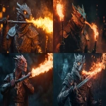 **a d&d dragonborn character, holding a sword and a scepter in each hand, breathing poison fire from his mouth, full body image, full scale image, epic, intense, action scene, 8k, 8k vivid, 8k ultra detailed, 8k ultra realistic, 8k cinematic, 8k hyper detailed, 8k hyper realistic, 8k photo realistic, 8k insanely detailed, 8k insanely realistic, 8k ultra high definition, 8k hyper high definition, 8k insanely high definition, 8k movie quality, --ar 16:9 --v 6.1** - <@413009047789240321> (fast)