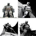**Monochronolith batman wears time-traveling costume made of stone. Epic. Comic book cover. Full body. Low angle. Minimalistic. By Greg Capullo, by Frank Miller. --v 7.0 --c 5 --ar 2:3** - <@1052958752749387917> (relaxed)