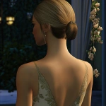 **<https://s.mj.run/UuzsP1gnG4E> A girl's back and a beautiful evening dress, Sims 2 style, with Sims 2 environments in the background --v 6.1** - Image #4 <@1092783878432882688>