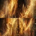 **Divine golden light rays descending from heaven onto floating elemental symbols (fire flame, water droplet, air swirl, earth crystal), angelic wings in background, warm amber and gold color palette, hyper-realistic spiritual energy, cinematic photography --ar 4:1 --v 6.0** - Variations (Strong) by <@900787127892180992> (relaxed)
-# Create, explore, and organize on [midjourney.com](<https://midjourney.com/imagine?from_discord=1>)