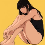 **original anime character, hand-drawn portrait style, thick bold outlines, clean cel-shading, visible sketch lines, crosshatching on fabric folds and underlying anatomy, ultra-detailed line art with zero clutter, sharp and defined facial features, full-color rendering, high visual clarity of face and body, character-centered composition include multiple perspective variants: frontal heroic close-up (face and torso squared), three-quarter angle showing jawline and stance depth, low-angle upward shot for size and presence, high-angle downward for clothing detail, side profile close-up with flowing fabric and sharp expression uncluttered background, zero special effects, only character and clothing, emphasis on silhouette, expression, pose, and detailed costume, anime character design with clear visual logic --niji 6 --raw** - Image #4 <@266429059049848832>