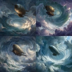 **a flying airship diving through the air, dropping towards a whirlpool oceaen vortex, wild storm, fantasy art** - <@758604467146588180> (fast)
-# Create, explore, and organize on [midjourney.com](<https://midjourney.com/imagine?from_discord=1>)