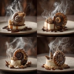 **An ammonite amanita dessert. French haute cuisine. Cuisine photography. --c 5** - Variations (Strong) by <@1052958752749387917> (relaxed)