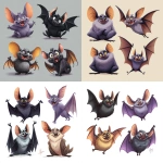 **Four funny bats in Disney style** - <@1246537402017906801> (fast)