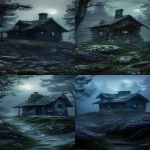 **<https://s.mj.run/7DEPwZwHTbc> old aged small hut on a hill, deep in the woods, foggy moonlight, windy, style of foreshortening techniques, dynamic pose, high contrast, photo grade, 16K, HDR, --ar 9:20 --v 6.0** - <@346339918877818883> (fast)