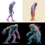 **scifi comic book style, alien ghost sludge monster, translucent, colorful, full body, classic scifi, scifi comic book style** - <@186377350642925568> (fast)