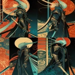**A vibrant anthropomorphic scyphozoa space pirate, it is a bounty hunter wearing retro sci fi armor featuring elemental water, pale blue translucent skin, graphic novel cover, line art style, tentacle and seashell aesthetics, jelly nucleus, dark background, Tom Hildebrandt, Greg Hildebrandt, Peter Mohrbacher --p 552yful --ar 2:3 --niji 6** - Variations (Strong) by <@348134085279088651> (fast)