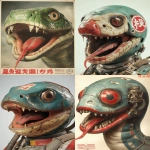 **a humanoid space lunar snake, vintage japanese poster --ar 3:4 --p sskkoau --s 1000** - <@1071437900610293863> (relaxed)