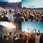 **wide angle sports crowd standing and cheering, shot from behind , day time, summer vibrant feeling, realism, Camera: DSLR - Canon EOS 5D Mark IV. Lens: Canon EF 24-70mm f/2.8L II USM** - <@1252403463975866382> (fast)