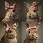 **an adorable rabbit wearing a pink bow hair tie, in the style of studio portrait, klaus pillon, national geographic photo, high quality photo** - <@1324296905550987304> (fast)