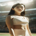 **<https://s.mj.run/BL_53ZbS-bc> a cinematic ultra-realistic full-body portrait of a Korean female ceremonial baseball pitcher standing on the mound before the first pitch in a bright stadium, referencing the face, body style, and pose from the provided image, wearing a tight stretch-fit sleeveless cropped sports top and short white spandex shorts, both in matching ivory or pure white tones, made of thin high-performance fabric, no logos or text, toned athletic physique, confident expression, sunlight illuminating her figure, blurred cheering crowd in the background, cinematic lighting, natural skin texture, 9:16 vertical frame --v 6.0 --ar 9:16 --no watermark --raw** - Image #4 <@858514381120602142>