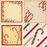 **simple, graphic design: light gold-color background , color blocked, wrap-around candy cane border with imagery of stars and Holly, bold with solid colors** - <@1074888048279552010> (fast)