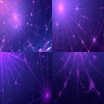 **minimal flat illustration, glowing purple spiderweb stretching from the top corner over a pure black background, subtle eerie glow, clean and simple spooky aesthetic, mostly black with purple accents, loop animation friendly --niji 6 --ar 16:9** - <@257221362568003584> (relaxed)