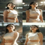 **<https://s.mj.run/BL_53ZbS-bc> a cinematic ultra-realistic full-body portrait of a Korean female ceremonial baseball pitcher standing on the mound before the first pitch in a bright stadium, referencing the face, body style, and pose from the provided image, wearing a tight stretch-fit sleeveless cropped sports top and short white spandex shorts, both in matching ivory or pure white tones, made of thin high-performance fabric, no logos or text, toned athletic physique, confident expression, sunlight illuminating her figure, blurred cheering crowd in the background, cinematic lighting, natural skin texture, 9:16 vertical frame --v 6.0 --ar 9:16 --no watermark --raw** - <@1404035603569311864> (fast)
-# Create, explore, and organize on [midjourney.com](<https://midjourney.com/imagine?from_discord=1>)