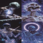 **A cybernetic fumarole musician dissected in x-ray layers, bones and circuits intertwined, holographic filaments pulsating with neon light, glitch reflections on digital instruments, dynamic motion blur emphasizing performance, surreal Tron-inspired alley background --ar 9:16 --exp 60 --sref 531168650 698401885 1982648737 --profile cla6owm --sv 4 --stylize 500 --v 7.0** - <@1442607648280416387> (relaxed, stealth)