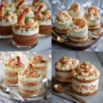 **Tiramisu aux crevettes roses à tomber par terre Ingrédients - 12 toasts ronds ou blinis - 200g de crevettes roses décortiquées - 200g de mascarpone - 100g de fromage frais - Jus d'un citron - 2 cuillères à soupe de ciboulette ciselée - 3 cuillères à soupe de chapelure dorée au beurre - Sel et poivre Préparation 1. Hacher grossièrement la majorité des crevettes, en garder quelques-unes entières pour décorer. 2. Mélanger le mascarpone et le fromage frais avec la moitié du jus de citron, sel et poivre. 3. Mélanger les crevettes hachées avec le reste du jus de citron. 4. Dans des verrines, alterner : toast émietté, crevettes, crème au mascarpone. 5. Finir par une couche de crème, saupoudrer de chapelure et de ciboulette. 6. Décorer avec une crevette entière. 7. Réfrigérer 1 heure avant de servir. Temps de préparation : 15 minutes Temps de repos : 1 heure Pour 6 personnes** - <@973631140374130748> (relaxed)