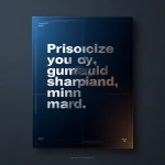 **Modern motivational poster design with a strong masculine aesthetic. Bold, centered typography displaying the quote: "Prioritize your physique. Guard your character. Sharpen your mind." Sleek, minimal layout with high contrast. Deep navy blue or charcoal background with subtle gradients. Soft ambient rim-lighting behind the text for depth. Thin gold or silver accent lines. Abstract geometric shapes in the background--faint, elegant, and futuristic. Strong sense of discipline and power. Clean grid alignment. High-end editorial quality. Subtle Elev8 Motivus branding at the bottom. Premium print design, crisp edges. 24x36 aspect ratio, ultra-high resolution.** - Image #2 <@421358622107500554>