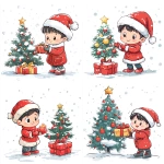 **Christmas toy, children's illustration, color light illustration, on a white background, simple style, line art, sticker --s 250** - Variations (Strong) by <@806668441582305311> (fast)